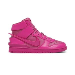 Nike Dunk High x AMBUSH in Active Fuchsia w. Extended Swoosh CU7544-600
